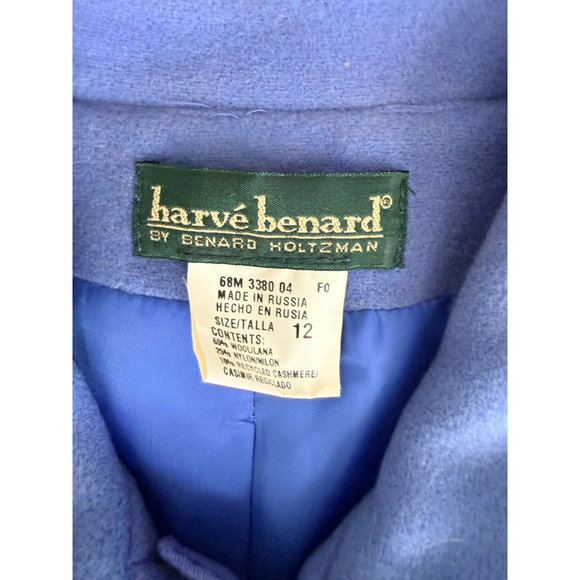 Vintage Y2K Harvé Benard Wool Cashmere Blend Blue Longline Jacket Sz 12 NWT - Picture 8 of 9
